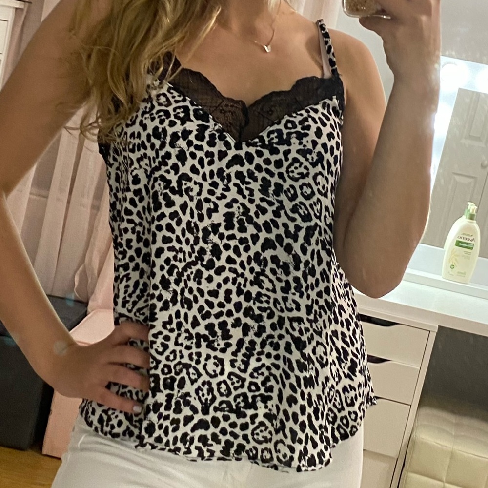 Black and white slip cami